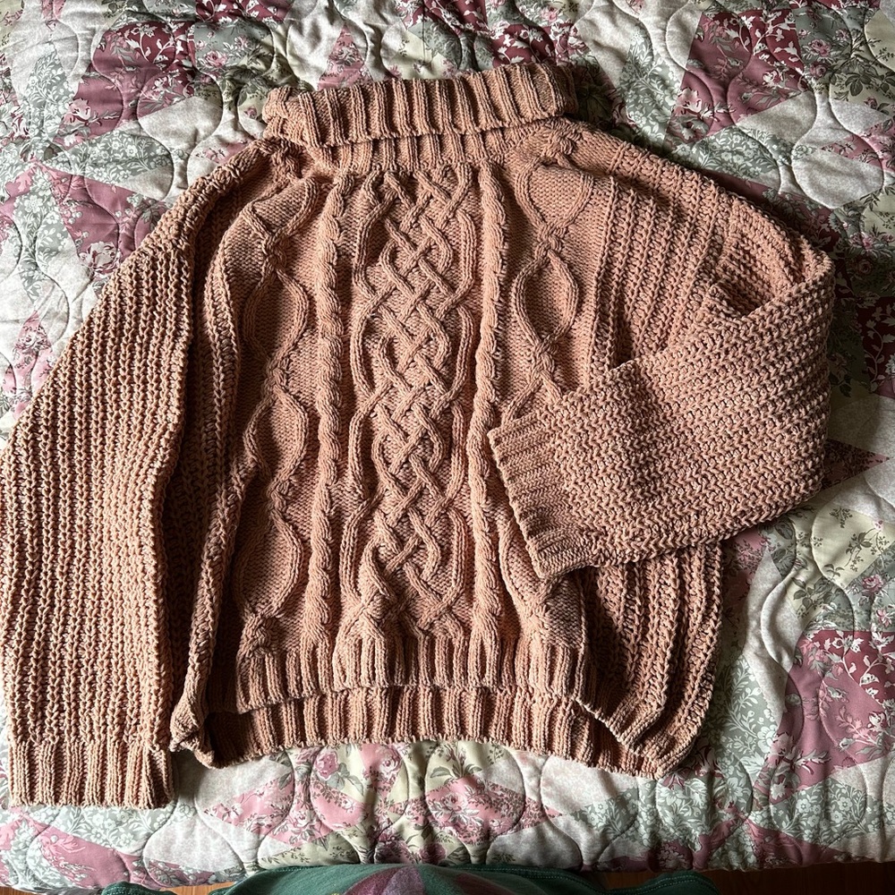 Love Tree Cowl Neck Sweater - Dusty Pink